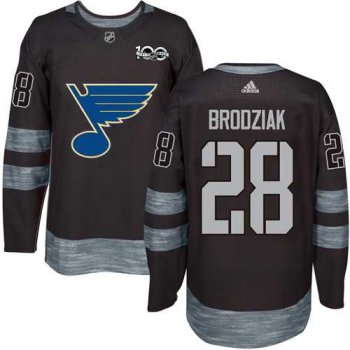 Men's Adidas St.Louis Blues #28 Kyle Brodziak Black 1917-2017 100th Anniversary Stitched NHL Jersey