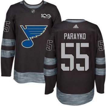 Men's Adidas St.Louis Blues #55 Colton Parayko Black 1917-2017 100th Anniversary Stitched NHL Jersey