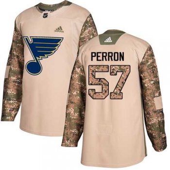 Men's Adidas St. Louis Blues #57 David Perron Camo Authentic 2017 Veterans Day Stitched NHL Jersey