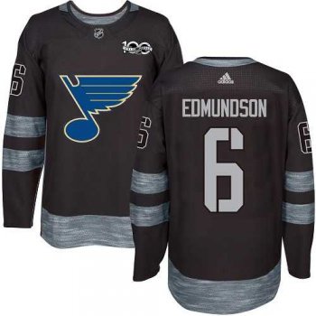 Men's Adidas St.Louis Blues #6 Joel Edmundson Black 1917-2017 100th Anniversary Stitched NHL Jersey