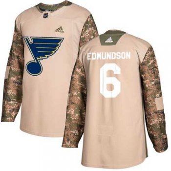 Men's Adidas St. Louis Blues #6 Joel Edmundson Camo Authentic 2017 Veterans Day Stitched NHL Jersey