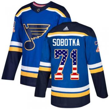 Men's Adidas St. Louis Blues #71 Vladimir Sobotka Blue Home Authentic USA Flag Stitched NHL Jersey