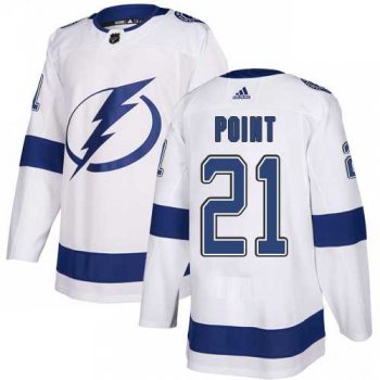 Men's Adidas Tampa Bay Lightning #21 Brayden Point White Road Authentic Stitched NHL Jersey