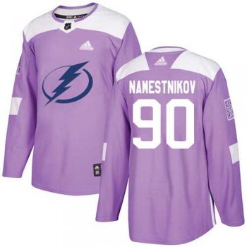 Men's Adidas Tampa Bay Lightning #90 Vladislav Namestnikov Purple Authentic Fights Cancer Stitched NHL