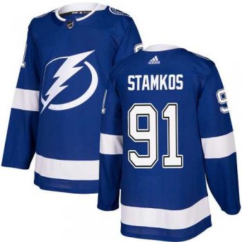 Men's Adidas Tampa Bay Lightning #91 Steven Stamkos Blue Home Authentic Stitched NHL Jersey