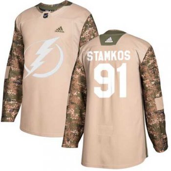 Men's Adidas Tampa Bay Lightning #91 Steven Stamkos Camo Authentic 2017 Veterans Day Stitched NHL Jersey