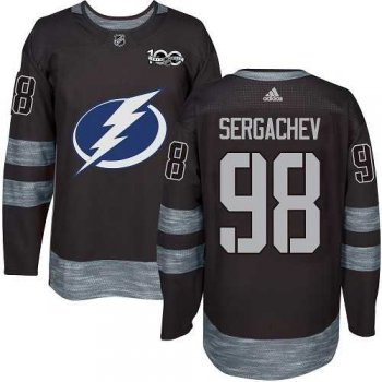 Men's Adidas Tampa Bay Lightning #98 Mikhail Sergachev Black 1917-2017 100th Anniversary Stitched NHL Jersey