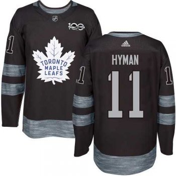 Men's Adidas Toronto Maple Leafs #11 Zach Hyman Black 1917-2017 100th Anniversary Stitched NHL Jersey