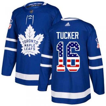 Men's Adidas Toronto Maple Leafs #16 Darcy Tucker Blue Home Authentic USA Flag Stitched NHL Jersey