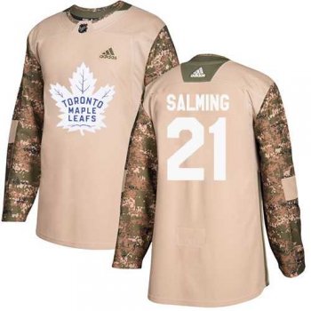 Men's Adidas Toronto Maple Leafs #21 Borje Salming Camo Authentic 2017 Veterans Day Stitched NHL Jersey