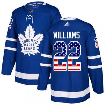 Men's Adidas Toronto Maple Leafs #22 Tiger Williams Blue Home Authentic USA Flag Stitched NHL Jersey