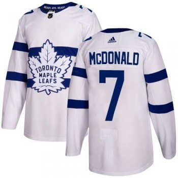 Men's Adidas Toronto Maple Leafs #7 Lanny McDonald White Authentic 2018 Stadium Series Stitched NHL Jersey