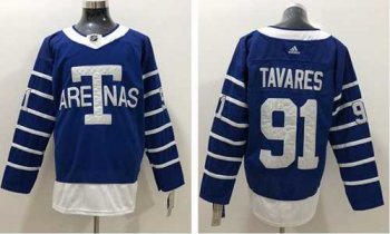 Men's Adidas Toronto Maple Leafs #91 John Tavares Blue Authentic 1918 Arenas Throwback Stitched NHL Jersey