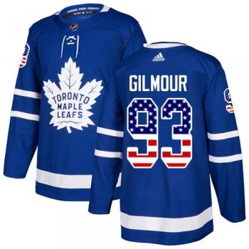 Men's Adidas Toronto Maple Leafs #93 Doug Gilmour Blue Home Authentic USA Flag Stitched NHL Jersey