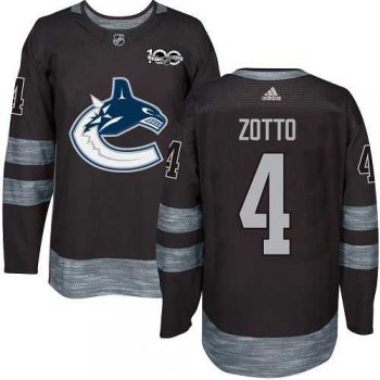 Men's Adidas Vancouver Canucks #4 Michael Del Zotto Black 1917-2017 100th Anniversary Stitched NHL Jersey