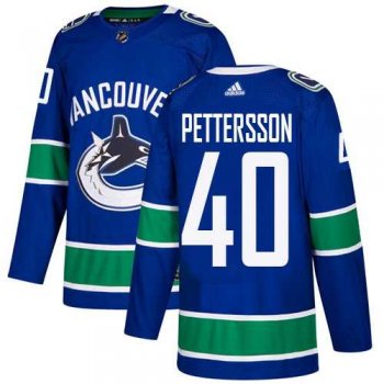 Men's Adidas Vancouver Canucks #40 Elias Pettersson Blue Home Authentic Stitched NHL Jersey