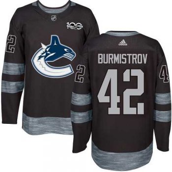 Men's Adidas Vancouver Canucks #42 Alex Burmistrov Black 1917-2017 100th Anniversary Stitched NHL Jersey