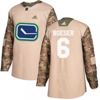 Men's Adidas Vancouver Canucks #6 Brock Boeser Camo Authentic 2017 Veterans Day Stitched NHL Jersey