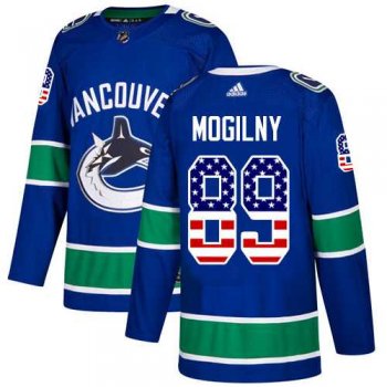 Men's Adidas Vancouver Canucks #89 Alexander Mogilny Blue Home Authentic USA Flag Stitched NHL Jersey