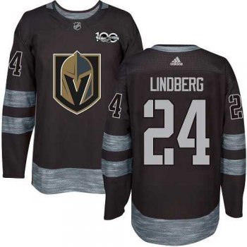 Men's Adidas Vegas Golden Knights #24 Oscar Lindberg Black 1917-2017 100th Anniversary Stitched NHL Jersey