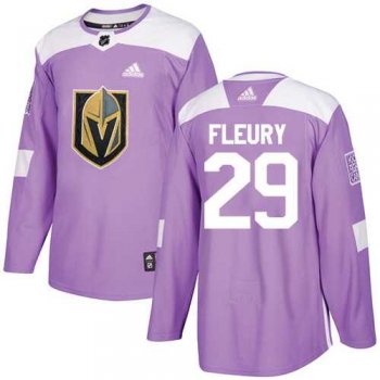 Men's Adidas Vegas Golden Knights #29 Marc-Andre Fleury Purple Authentic Fights Cancer Stitched NHL