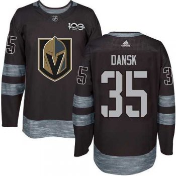 Men's Adidas Vegas Golden Knights #35 Oscar Dansk Black 1917-2017 100th Anniversary Stitched NHL Jersey