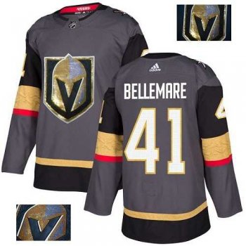 Men's Adidas Vegas Golden Knights #41 Pierre-Edouard Bellemare Authentic Gray Fashion Gold NHL