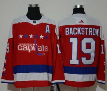 Men's Adidas Washington Capitals #19 Nicklas Backstrom Red Alternate Authentic Stitched NHL Jersey