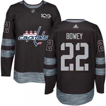 Men's Adidas Washington Capitals #22 Madison Bowey Black 1917-2017 100th Anniversary Stitched NHL Jersey