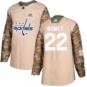 Men's Adidas Washington Capitals #22 Madison Bowey Camo Authentic 2017 Veterans Day Stitched NHL Jersey