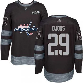 Men's Adidas Washington Capitals #29 Christian Djoos Black 1917-2017 100th Anniversary Stitched NHL Jersey