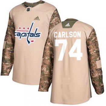 Men's Adidas Washington Capitals #74 John Carlson Camo Authentic 2017 Veterans Day Stitched NHL Jersey