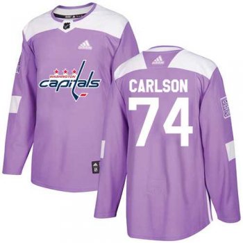 Men's Adidas Washington Capitals #74 John Carlson Purple Authentic Fights Cancer Stitched NHL