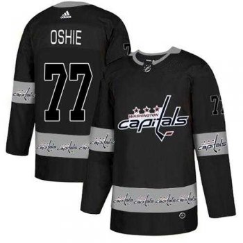 Men's Adidas Washington Capitals #77 T.J. Oshie Black Authentic Team Logo Fashion Stitched NHL Jersey