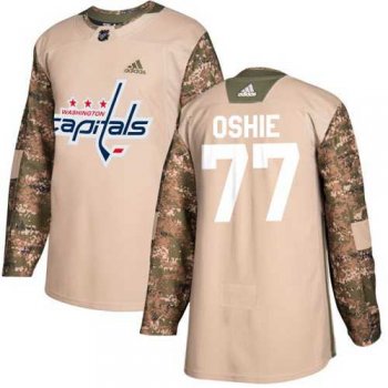 Youth Men's Adidas Washington Capitals #77 T.J. Oshie Camo Authentic 2017 Veterans Day Stitched Youth NHL Jersey