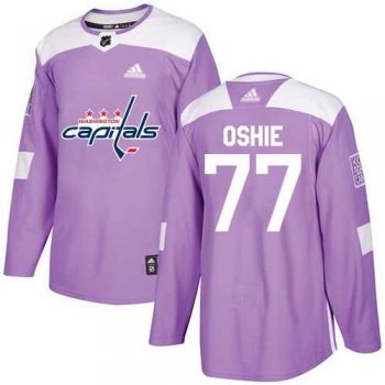 Men's Adidas Washington Capitals #77 T.J. Oshie Purple Authentic Fights Cancer Stitched NHL