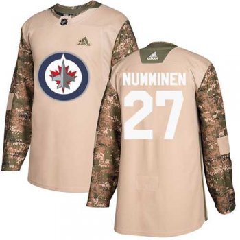 Men's Adidas Winnipeg Jets #27 Teppo Numminen Camo Authentic 2017 Veterans Day Stitched NHL Jersey