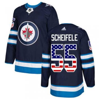 Men's Adidas Winnipeg Jets #55 Mark Scheifele Navy Blue Home Authentic USA Flag Stitched NHL Jersey