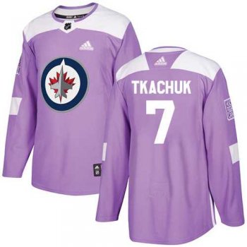 Men's Adidas Winnipeg Jets #7 Keith Tkachuk Purple Authentic Fights Cancer Stitched NHL Jersey