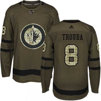 Men's Adidas Winnipeg Jets #8 Jacob Trouba Green Salute to Service Stitched NHL