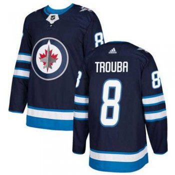 Men's Adidas Winnipeg Jets #8 Jacob Trouba Navy Blue Home Authentic Stitched NHL Jersey