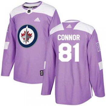 Men's Adidas Winnipeg Jets #81 Kyle Connor Purple Authentic Fights Cancer Stitched NHL Jersey