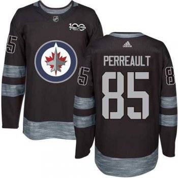 Men's Adidas Winnipeg Jets #85 Mathieu Perreault Black 1917-2017 100th Anniversary Stitched NHL Jersey