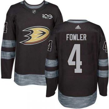 Men's Anaheim Ducks #4 Cam Fowler Black 1917-2017 100th Anniversary Stitched NHL Jersey