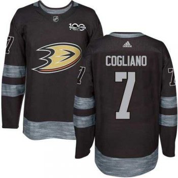 Men's Anaheim Ducks #7 Andrew Cogliano Black 1917-2017 100th Anniversary Stitched NHL Jersey