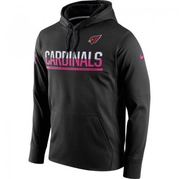 Men's Arizona Cardinals Black Breast Cancer Awareness Circuit Performance Pullover Hoodie