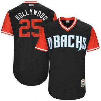 Men's Arizona Diamondbacks #25 Archie Bradley Hollywood Majestic Black 2017 Little League World Series Players Weekend Jersey