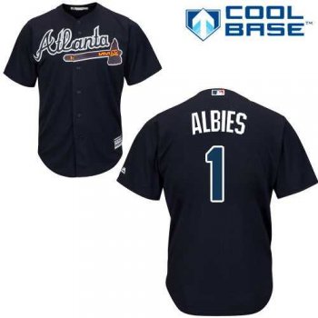 Men's Atlanta Braves #1 Ozzie Albies Blue New Cool Base Stitched MLB Jersey