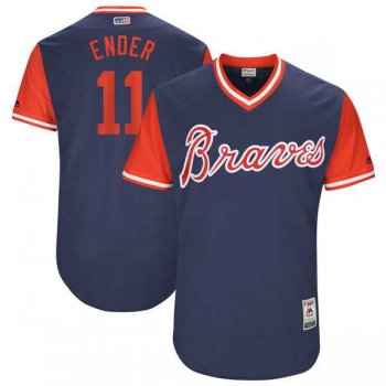 Men's Atlanta Braves #11 Ender Inciarte Ender Majestic Navy 2017 Little League World Series Players Weekend Jersey