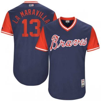 Men's Atlanta Braves #13 Adonis Garcia La Maravilla Majestic Navy 2017 Little League World Series Players Weekend Jersey